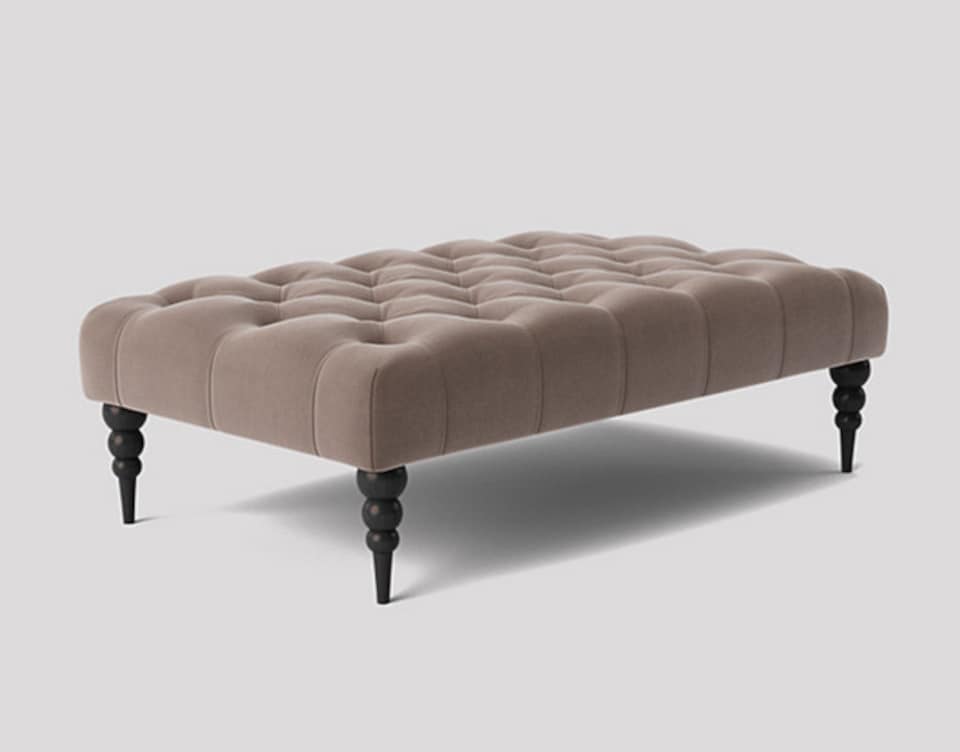 image 1 of Alyana 180cm Rectangle Ottoman Bench with Wooden Legs- Grey Plush Velvet Chesterfield Upholstered Footstool