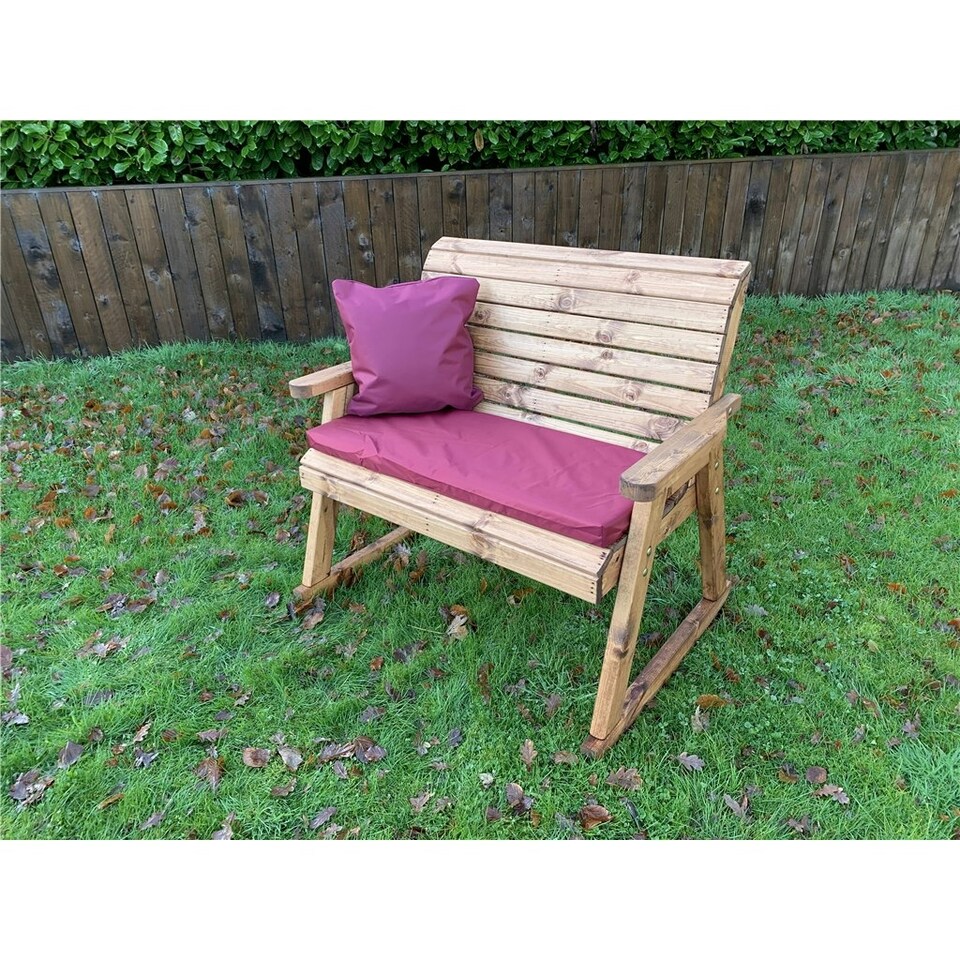 image 1 of Deluxe Rocker Bench With 1 x Bench Cushion Burgundy, 1 x Scatter Cushion Burgundy, 1 x Standard Cover