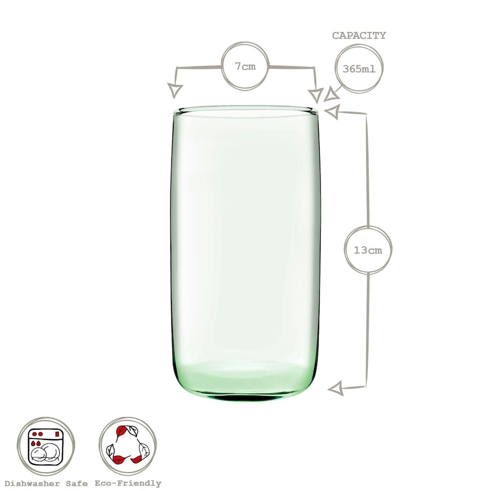 image 1 of Pasabahce Aware Iconic Recycled Highball Glasses - 365ml - Green - Pack of 4
