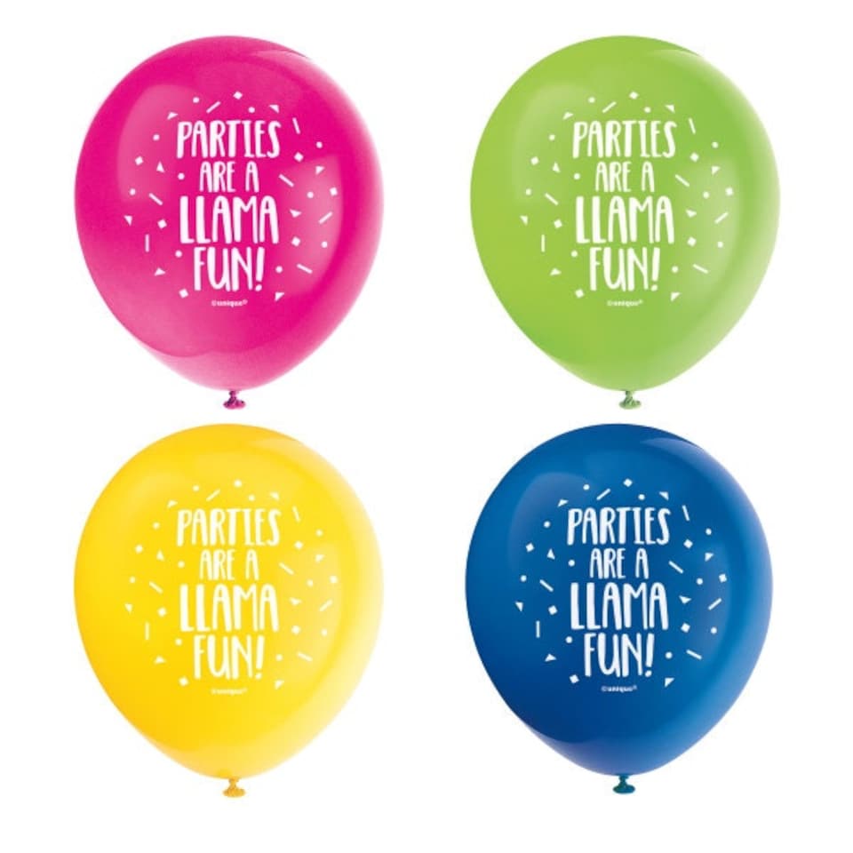 image 1 of Pack of 8 Llama Birthday 12" Latex Balloons