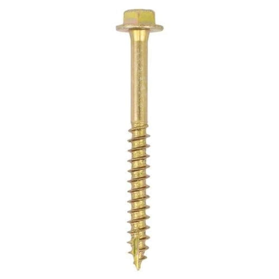 image 1 of Timco - Solo Coach Screws - Hex Flange - Yellow (Size 6.0 x 80 - 10 Pieces)