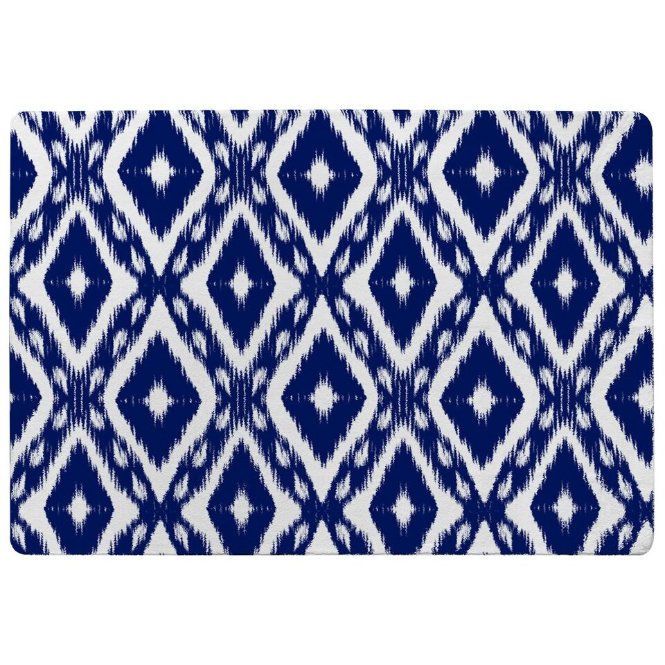 image 1 of Tribal Art Ikat Ogee in traditional classic blue (Rug) Blue | Large: 140x200cm