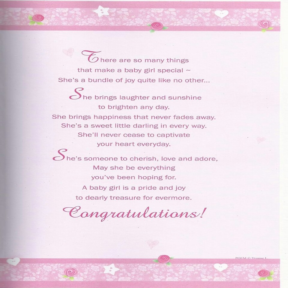 image 1 of Special Wishes On the Birth of your Baby Girl card