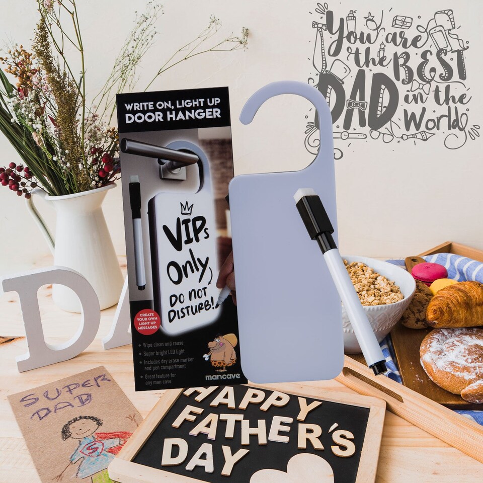 image 1 of vfm-estore Man Cave Door Sign - Best Dad Ever, White