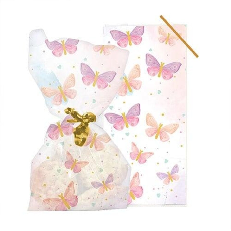 image 1 of Butterfly Cello Treat Bags with Twist Ties - Pack of 20