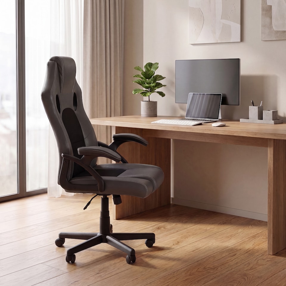 image 1 of Vida Designs Coma Racing Gaming Office Chair Computer Desk Table Chair, Grey