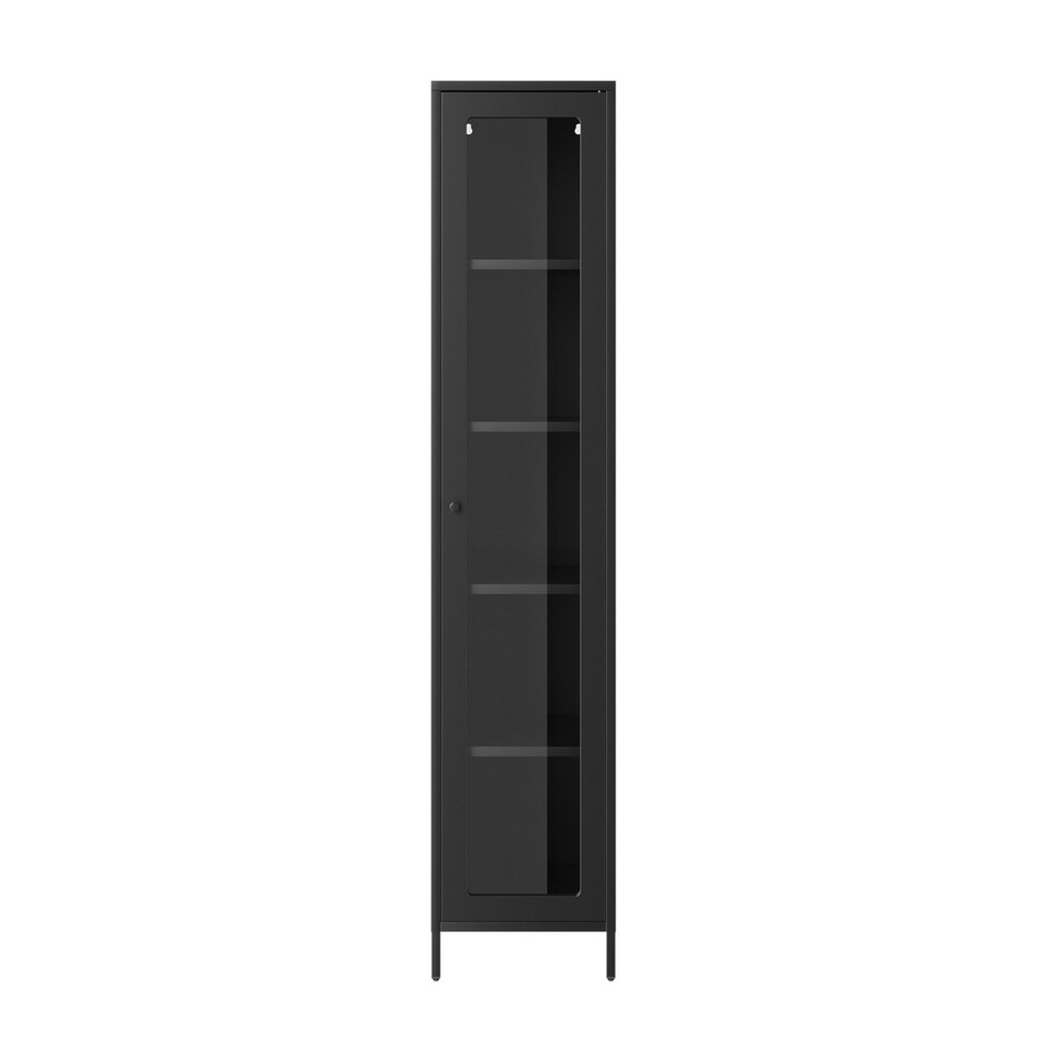 image 1 of Frank Storage Cabinet - Steel/Glass - L35 x W37 x H180.5 cm - Black - Flat Packed