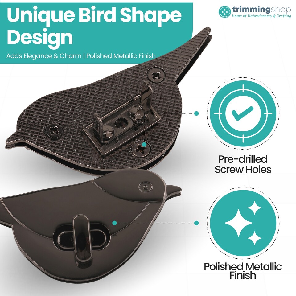 image 1 of Bird Twist Turn Lock Clasp, Decorative Closure For Leathercraft Projects