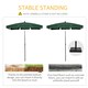 image 6 of Outsunny 2 x 1.3m Garden Parasol Umbrella, Outdoor Market Table Umbrella with Ruffles  Aluminium Pole, Rectangular Tilting Parasol Sun Shade Canopy, Green