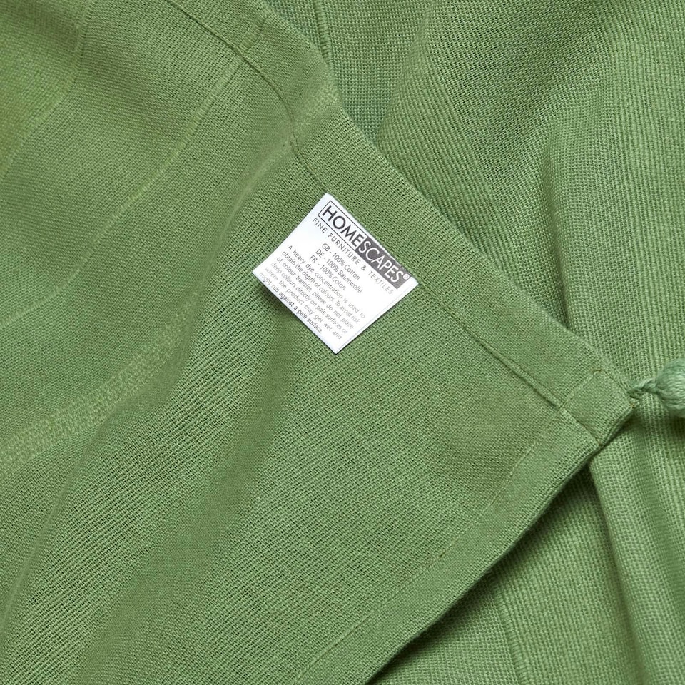 image 1 of Homescapes Cotton Rajput Ribbed Dark Olive Throw - 225 x 255 cm | Green | 1