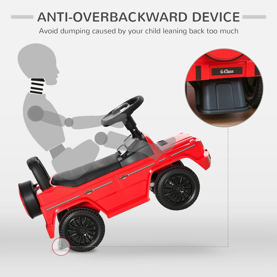 image 1 of HOMCOM Benz G350 Kids Ride on Sliding Car w/ Under Seat Storage No Power Red