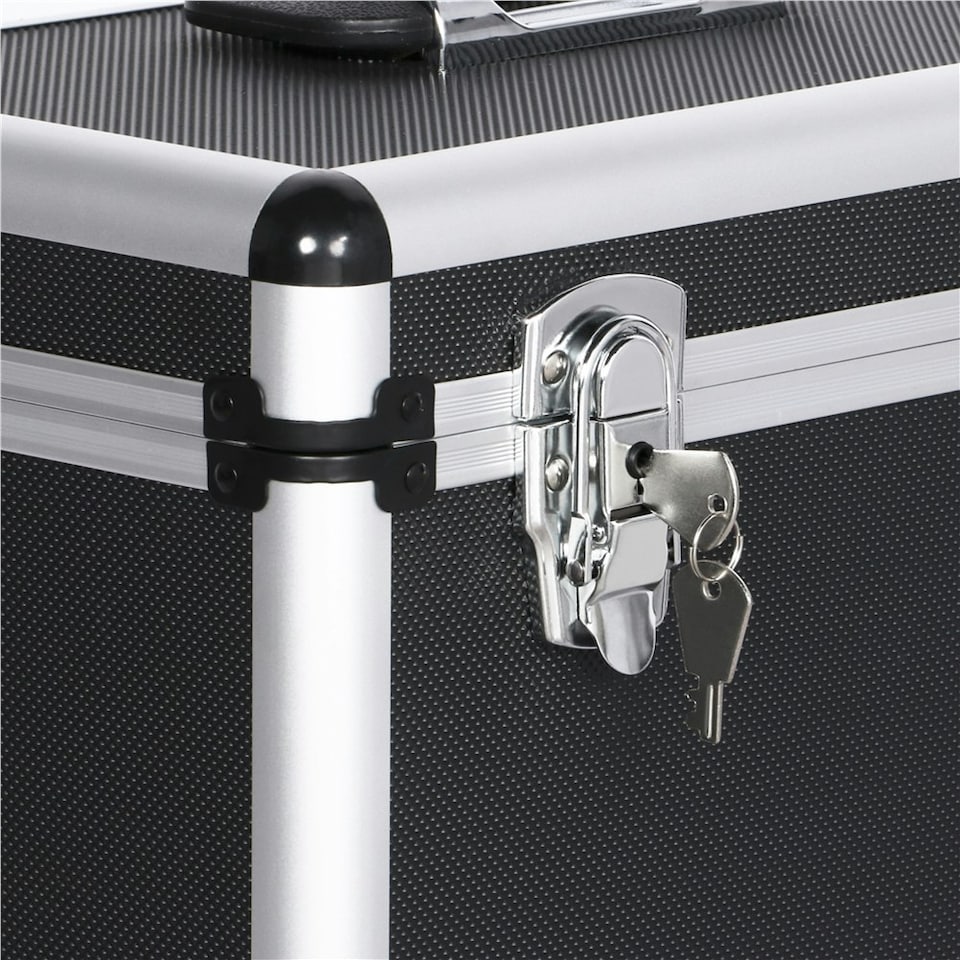 image 1 of Yaheetech Vinyl Storage Case with Lockable Latches Black Black