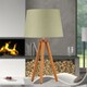 image 4 of Set of 2 Dark Oak Table Lamp or Bedside Lights with Sage Green Shades | Brown | Green | Large | 2