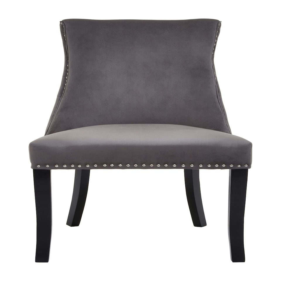 image 1 of Interiors by Premier Grey Velvet Dining Chair, Curved High Back Office Chair, Aesthetic Velvet Accent chair for Living Room