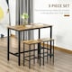 image 4 of HOMCOM 120x60cm Bar Table Set, Breakfast Table with 2 Stools, 3-Piece Counter Height Dining Table & Chairs for Kitchen, Living Room, Rustic Brown