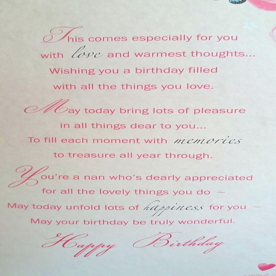 image 1 of Xpress Yourself Nan Birthday Card Sentimental Verse