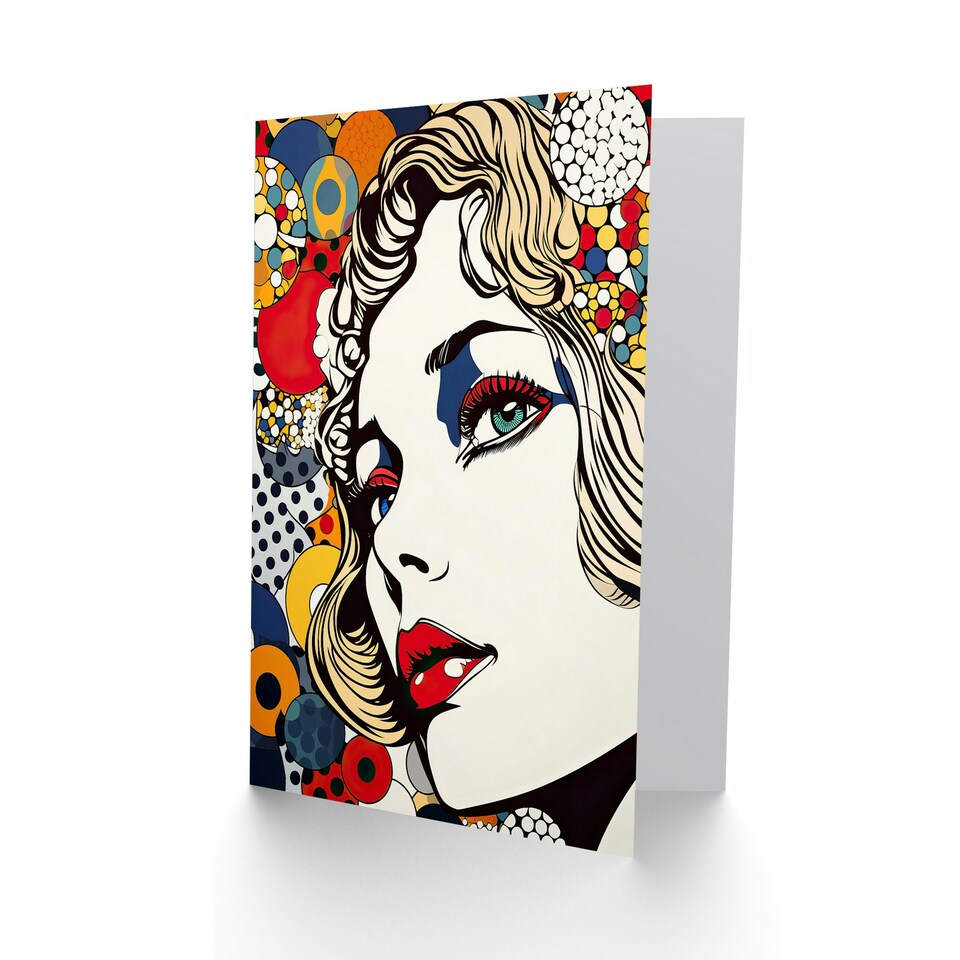 image 1 of Pop Portrait Colourful Woman Face Wife Birthday Card