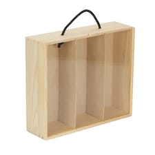 3 Beer Bottle Pinewood Carry Case with Acrylic Lid Brown | Brown | One Size