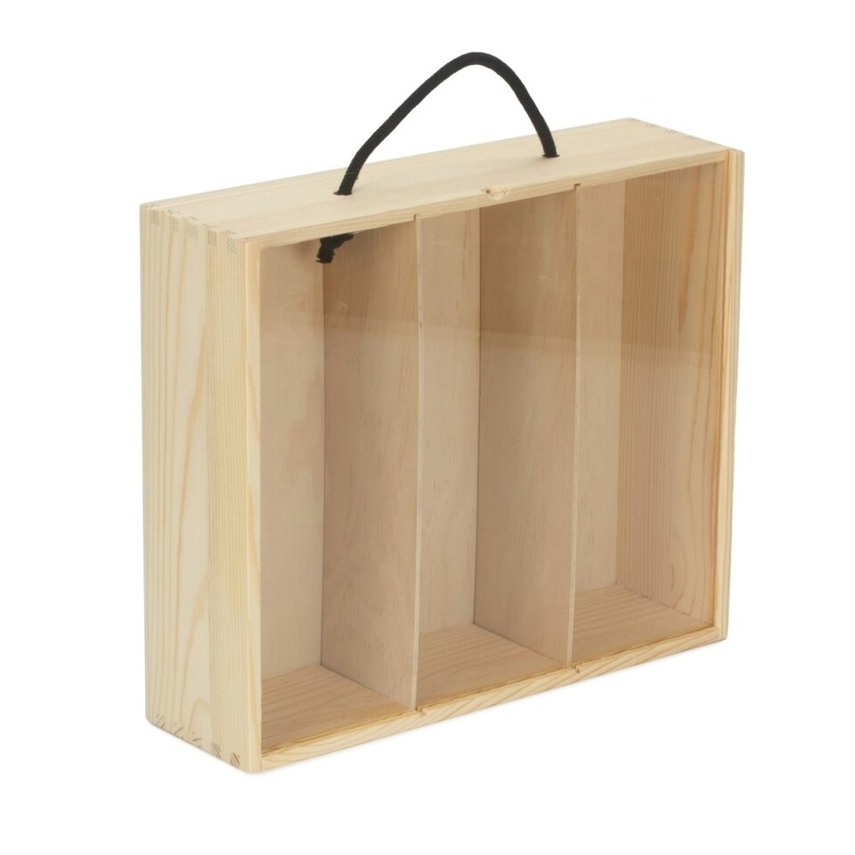 image 1 of 3 Beer Bottle Pinewood Carry Case with Acrylic Lid Brown | Brown | One Size