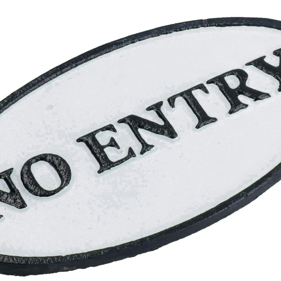 image 1 of No Entry Cast Iron Sign Plaque Door Wall House Gate Post Office Cafe Shop Hotel