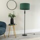 image 2 of ValueLights Marissa Forest Green Fabric Drum Shade with Black Stacked Ball Floor Lamp with LED Bulb