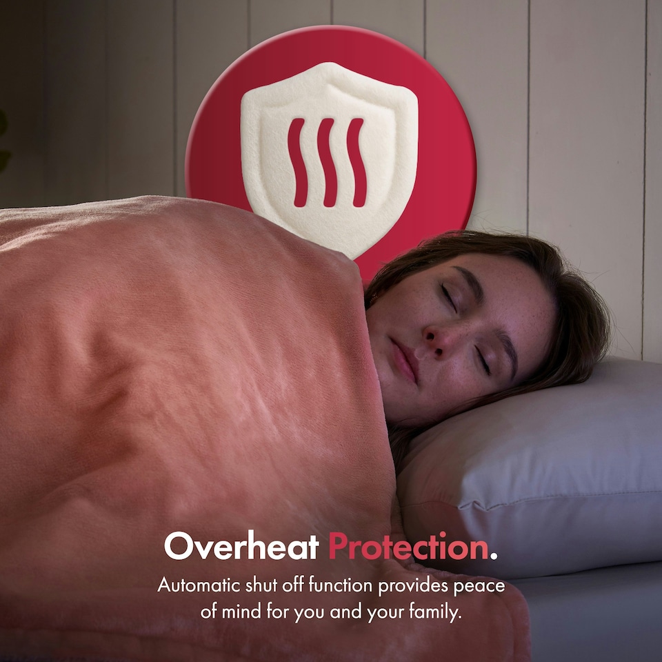 image 1 of VonHaus Heated Throw Blanket with Digital Control Pink