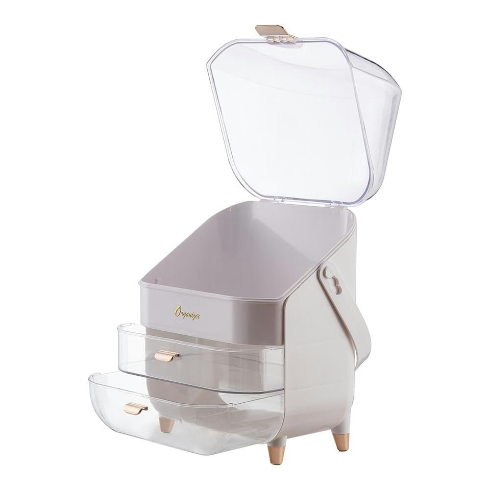 image 1 of Living and Home Large Dustproof Makeup Organizer with Drawers | Clear