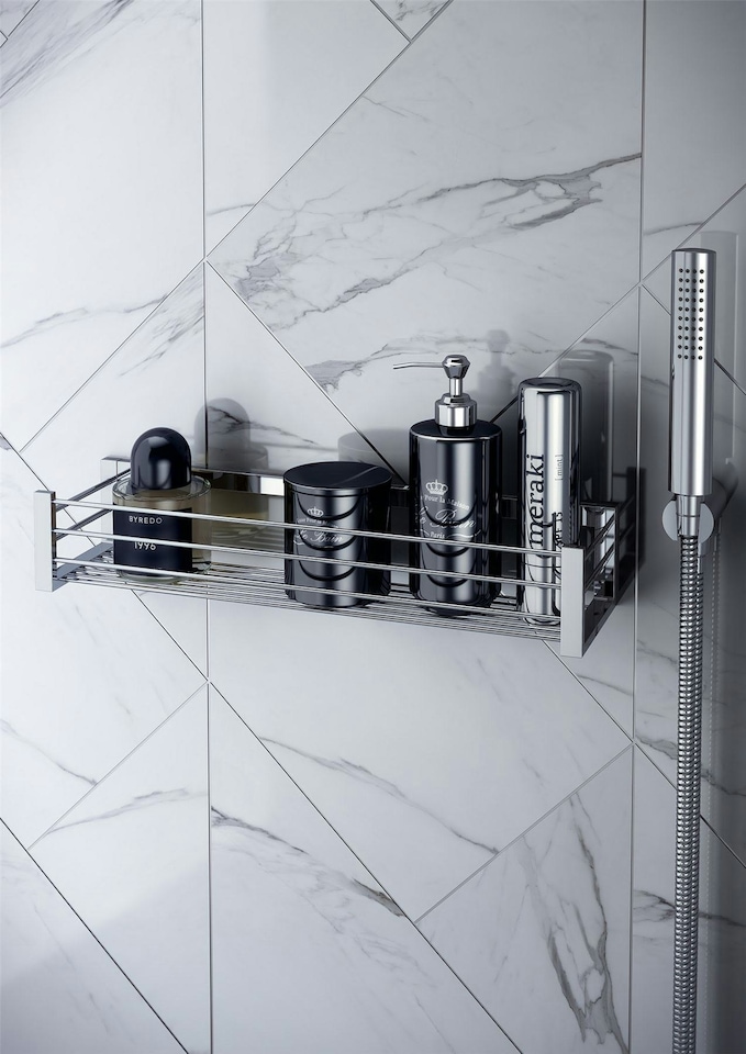 image 1 of Cosmic Soap Dish Shower Hanger with Durable Stainless Steel, Light Grey