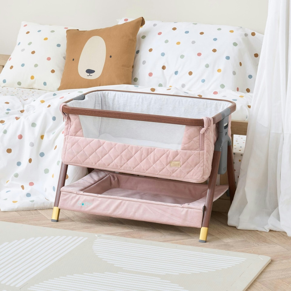 image 1 of Tutti Bambini CoZee Luxe Mini Me Crib - Walnut/Blush