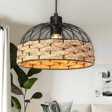 Rope And Metal Ceiling Light Pendant Shade Brown Brown