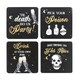 image 1 of Set of 4 Skeleton Party Coasters & Holder