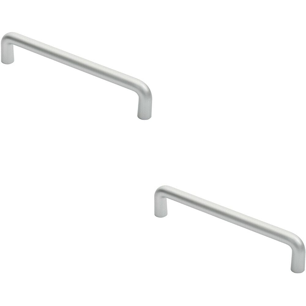 Loops 2x Rounded D Shaped Bar Handle 300 x 22mm Diameter Satin Anodised Aluminium