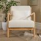 image 4 of Boucle Wooden Armchair Teddy Fur Cream Modern Home Chair Furniture Seating