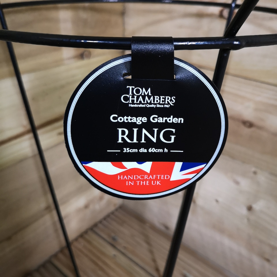 image 1 of 2 Pack of Tom Chambers Cottage Heavy Duty Black Metal Steel Herbaceous Garden Plant Support Ring 60cm x 35cm