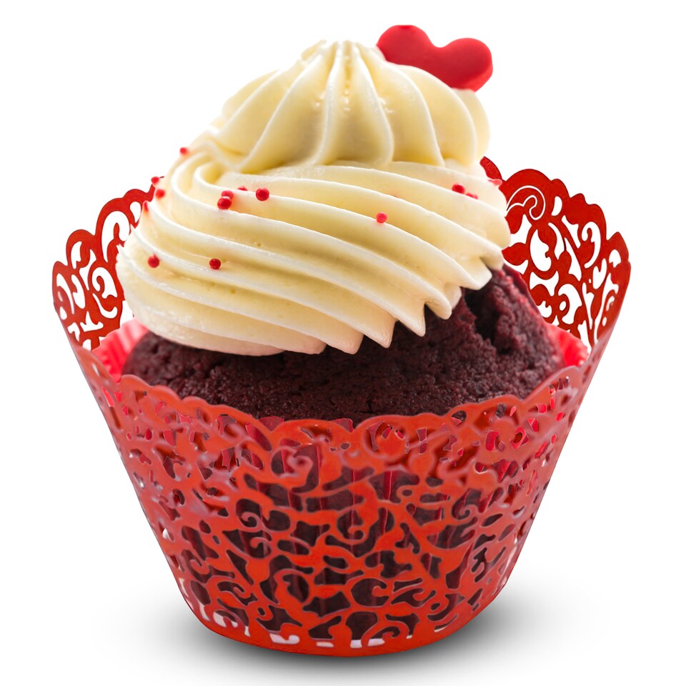 image 1 of Cupcake Wrappers Laser Cut Floral Design Paper Cup Holders - 25pcs
