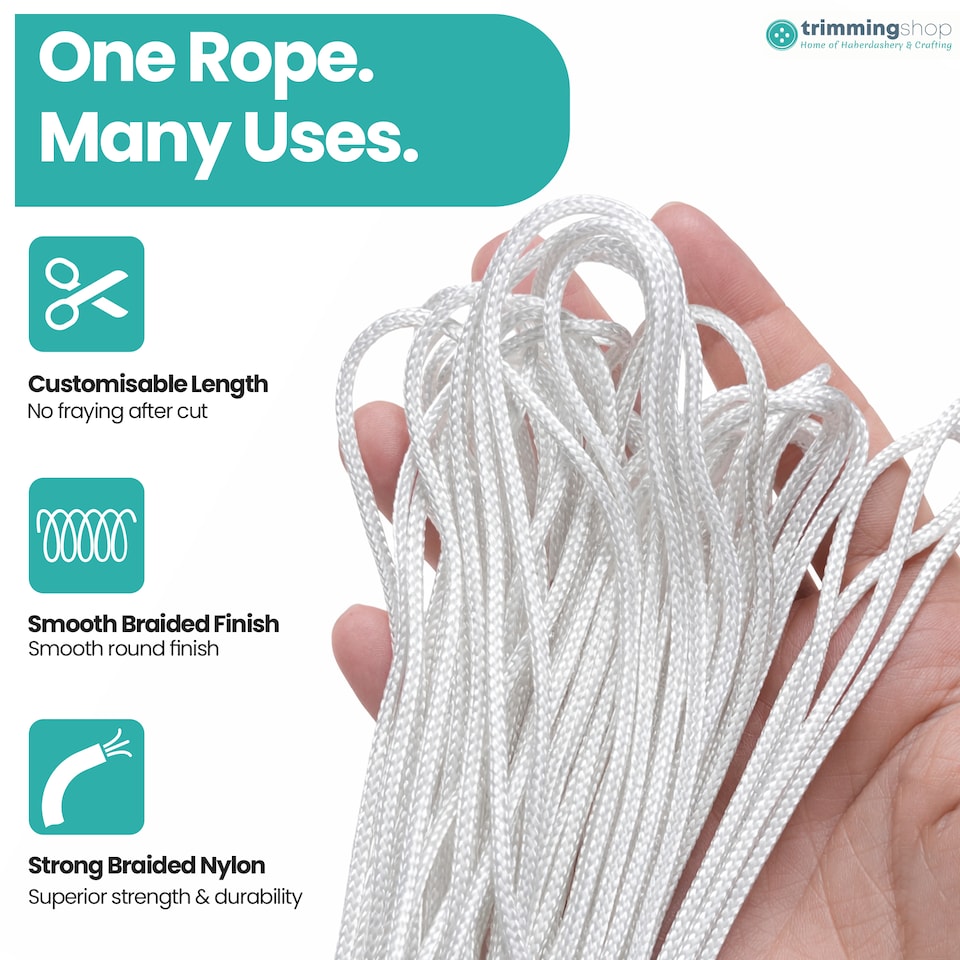 image 1 of 1.2mm x 20 Metres White Nylon Cord for Jewelry Making & DIY Crafts