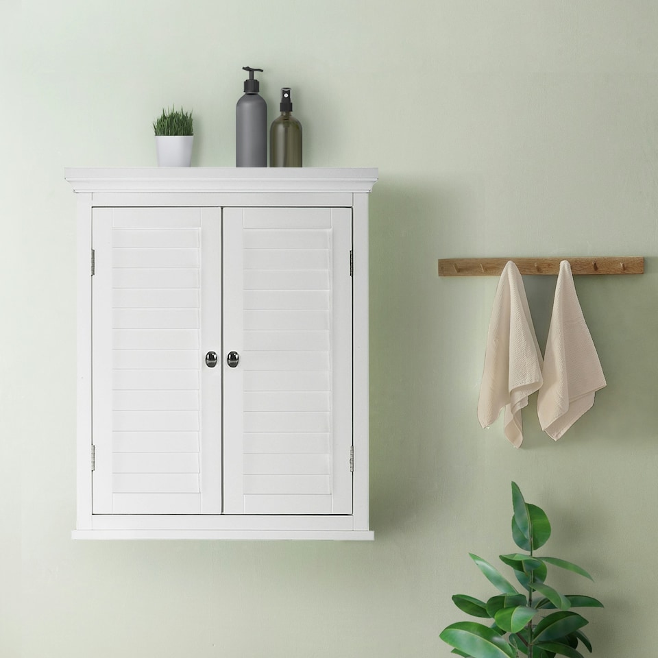 image 1 of Teamson Home Wooden Bathroom Wall Cabinet 2 Doors White