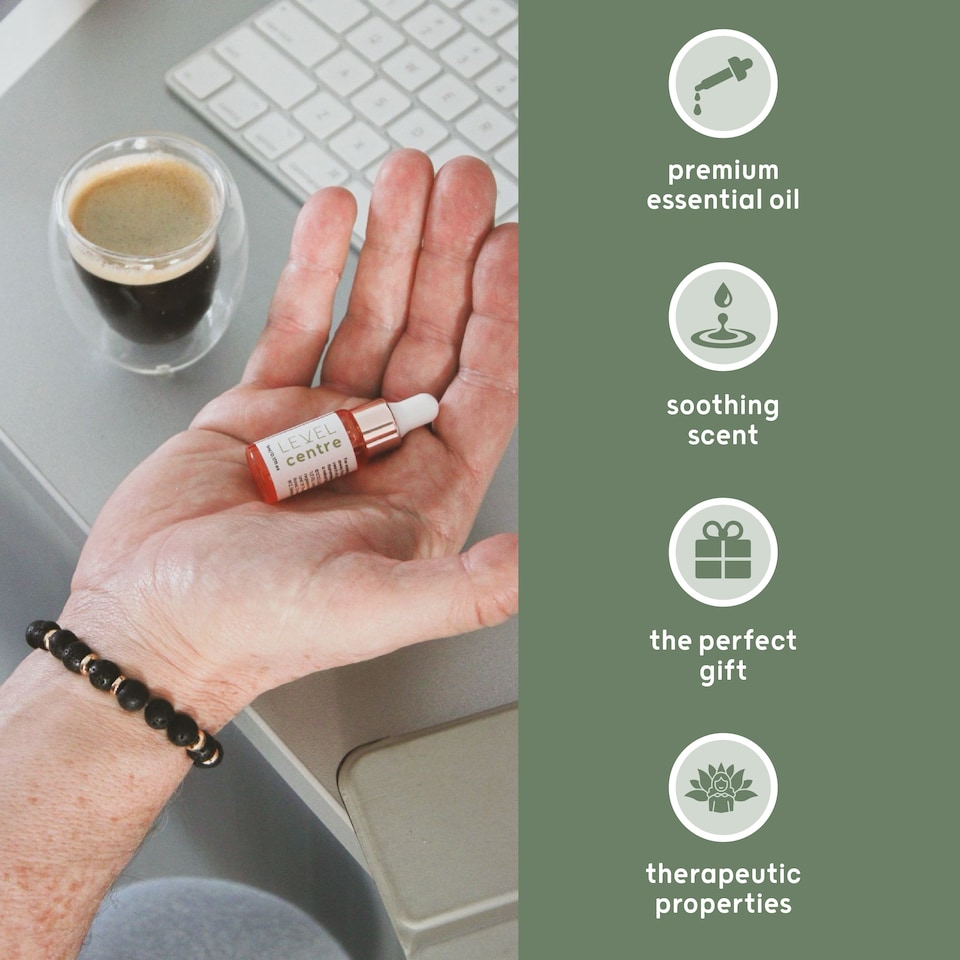 image 1 of LEVEL Wellbeing Lava Bead Aromatherapy Bracelet with Centre Essential Oil