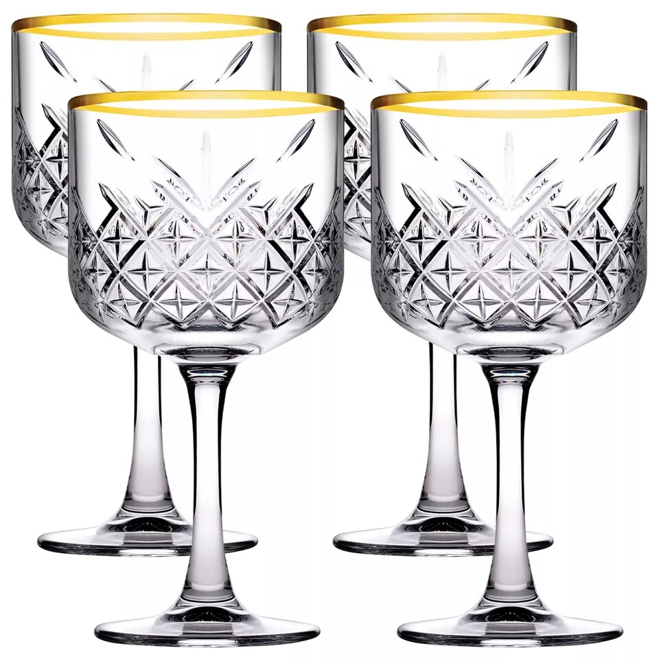 image 1 of Timeless Cocktail Goblet Gold Rim Glassware Sets Mixers Martini 490ml | Clear | Clear