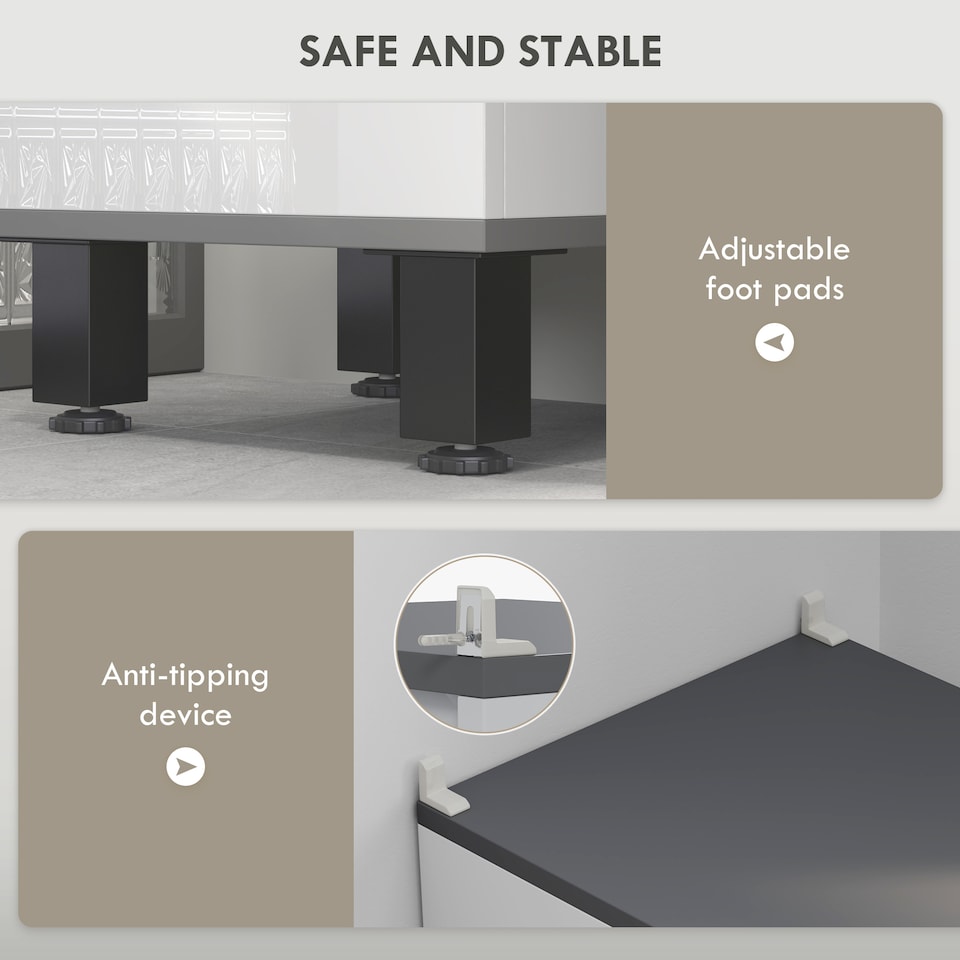 image 1 of HOMCOM Bathroom Storage Cabinet, Tall Cabinet, Bathroom Storage Unit with Adjustable Shelves, Double Doors and Drawer
