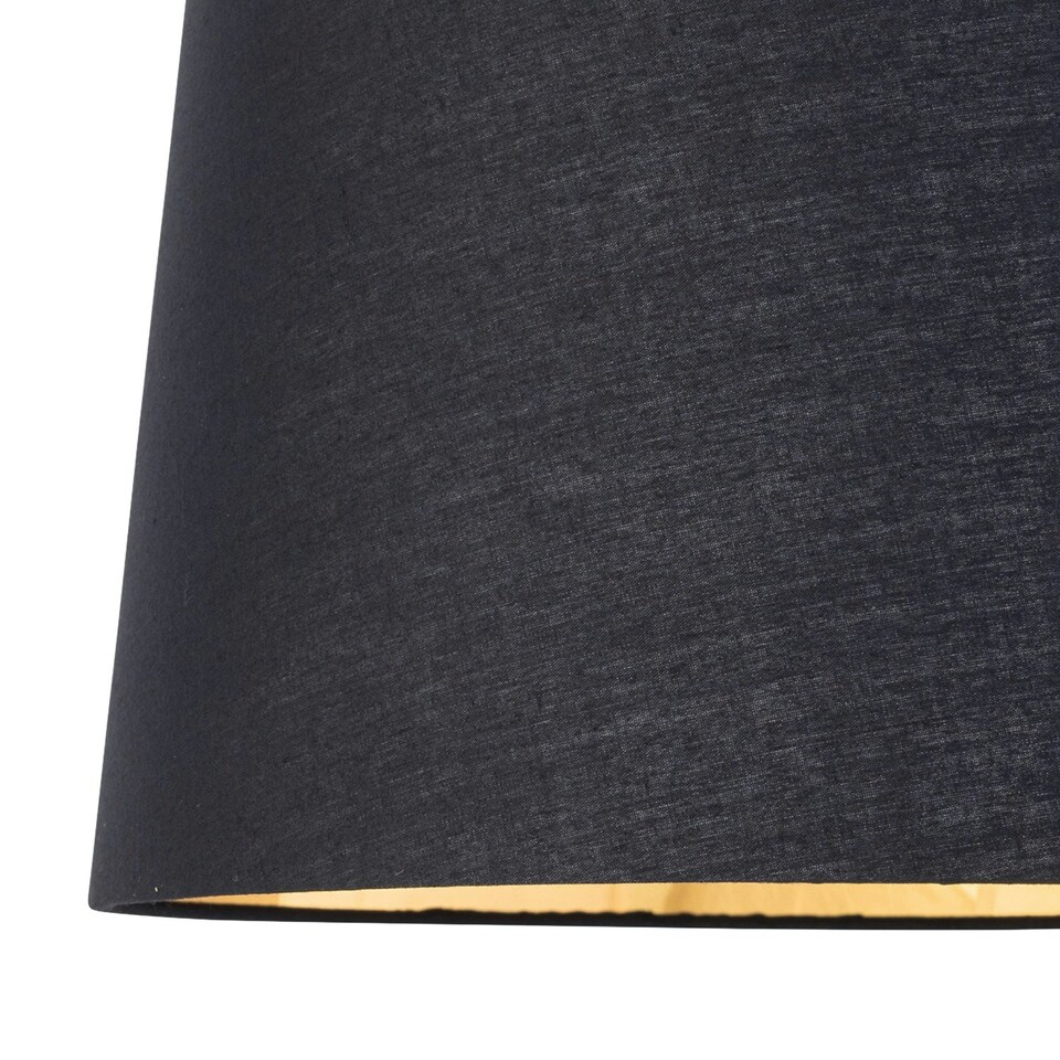 image 1 of Set of 2 Tripod - Chrome Lamps with Black & Gold Fabric Shade Chrome | Black