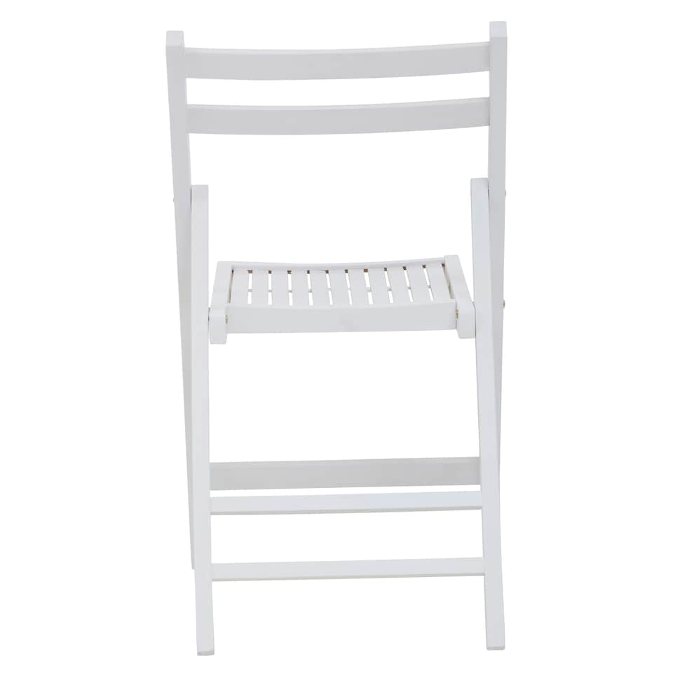image 1 of Interiors by Premier Wood White Finish Folding Chair, Space-saver Camping Chair, Easy Foldable Wood Chair, Easy to Clean Chair