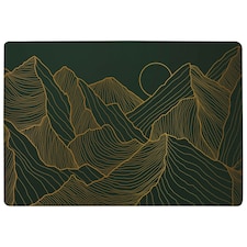 Golden mountain line art (Rug) Black | L