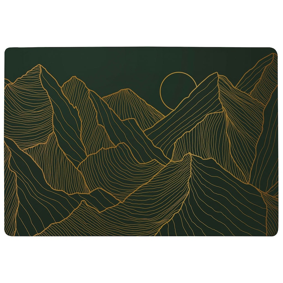 image 1 of Golden mountain line art (Rug) Black | L