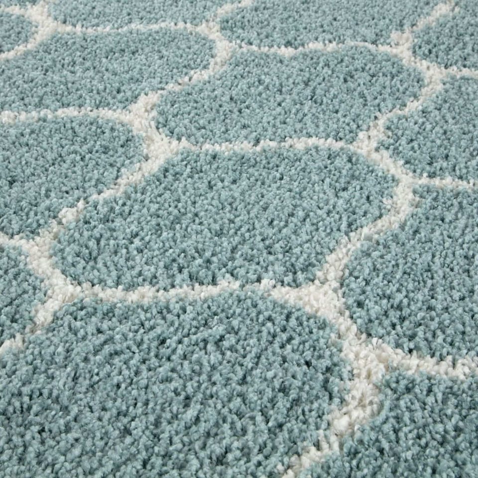 image 1 of The Rugs Moroccan Collection Soft High Pile Shaggy Trellis Floor Rugs and Runners Living Room