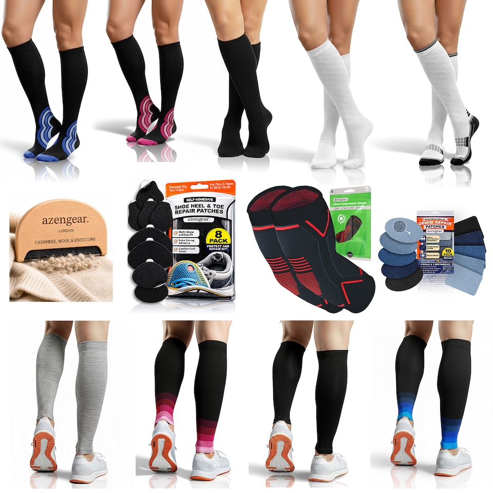 image 1 of aZengear Calf Support Compression Sleeves (Pair) for Women, Men, Running, Shin Splints