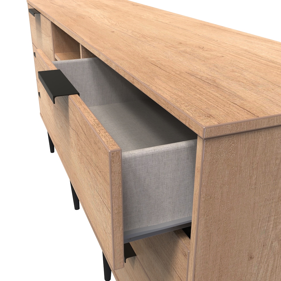 image 1 of Fuji 6 Drawer Sideboard in Nebraska Oak (Ready Assembled) | Brown | Nebraska Oak