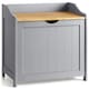 image 1 of Christow Wooden Laundry Box Bin Grey Bamboo Bathroom Storage Basket Linen Chest