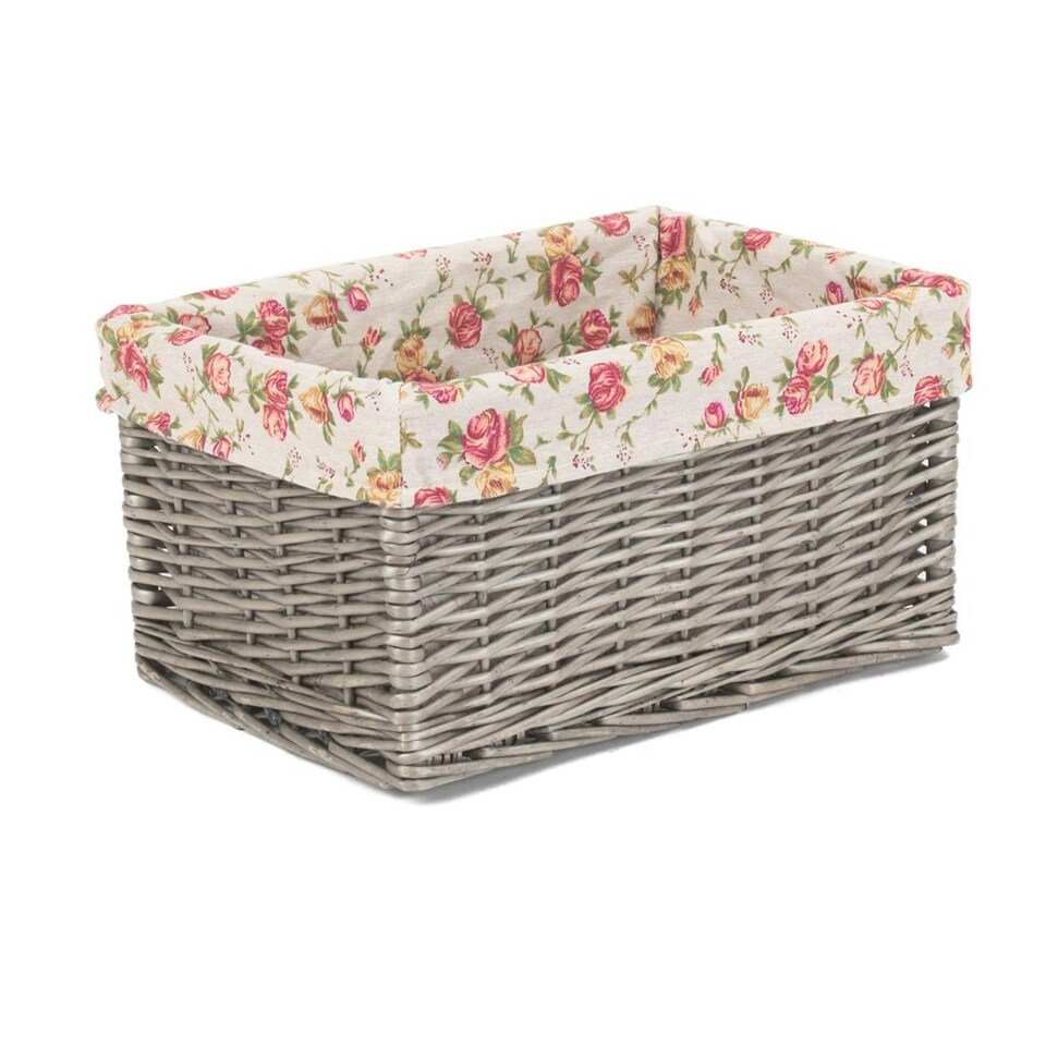 image 1 of Antique Wash Garden Rose Willow Storage Baskets Multi | Multi | L