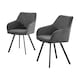 image 1 of Furniturebox 2x Falun Dark Grey Fabric Black Leg Dining Chairs